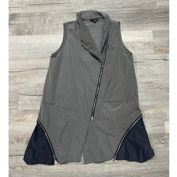Sun Kim Long Vest Women XS Lagenlook Techwear Moto Zip Pockets Modern Minimalist - Picture 1 of 6